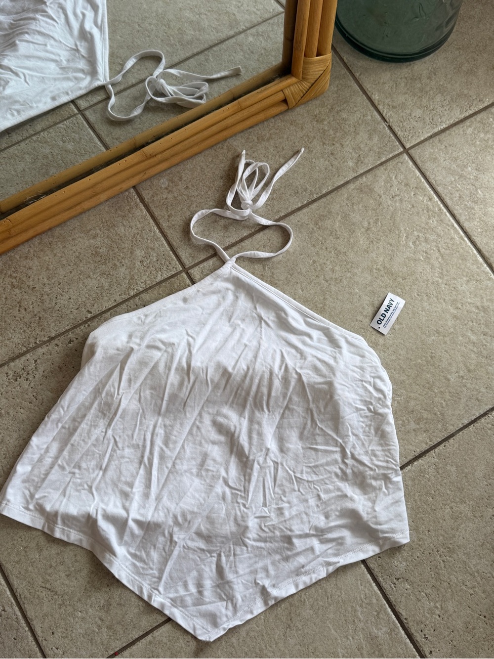 Old Navy White Handkerchief Hem Halter Cami